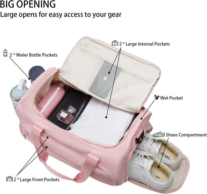SOAEON Gym Bag for Men Women, Small Fitness Workout Sports Bag with Wet Pocket & Shoes Compartment, Water Resistant Overnight Weekender Duffel Bag - Image 3